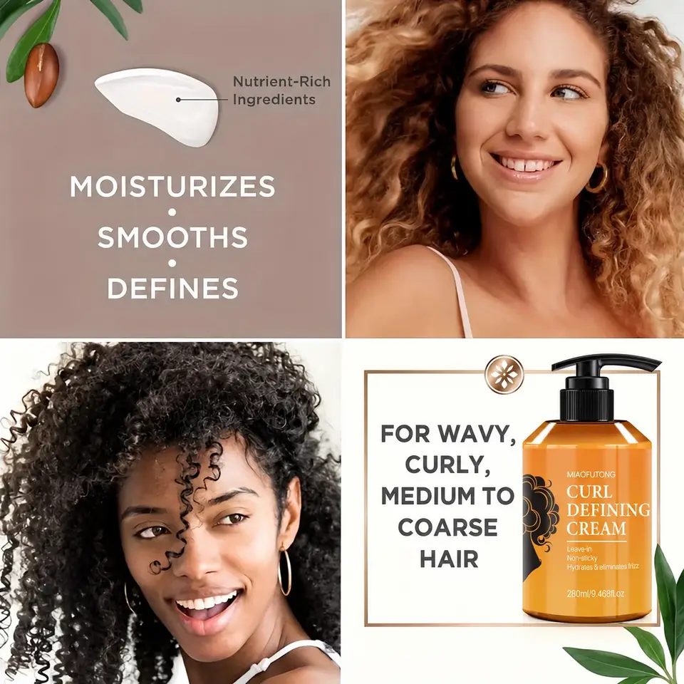 Crème définissante à l'huile d'argan pour cheveux ondulés et bouclés