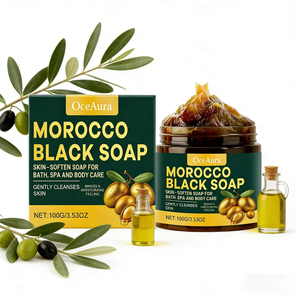 Savon noir du Maroc OceAura, nettoyage en profondeur, élimination des cellules mortes, soin doux, hydratation du corps, éclaircissement de la peau, sa