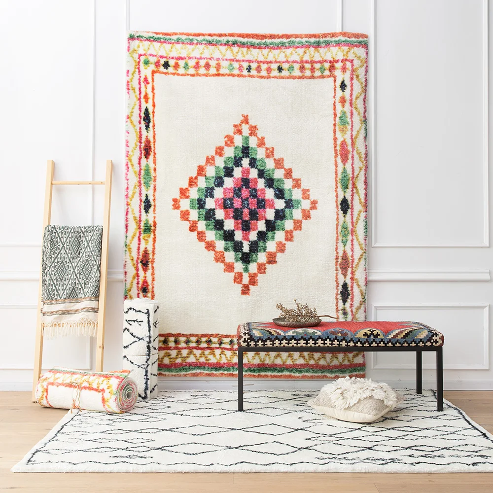 Tapis de Style marocain pour salon et chambre à coucher, en peluche, épais, doux, pour la maison